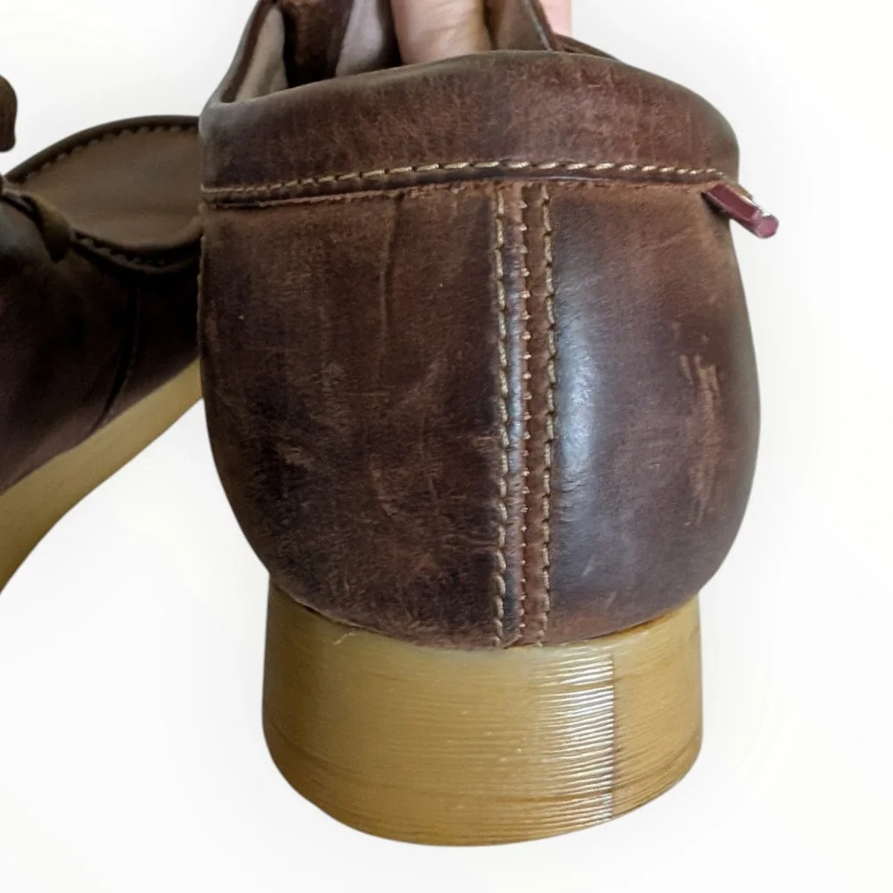 Clarks Collection Wallabee Classic Brown Leather Moc Toe EVO Shoes Size 10 Mens